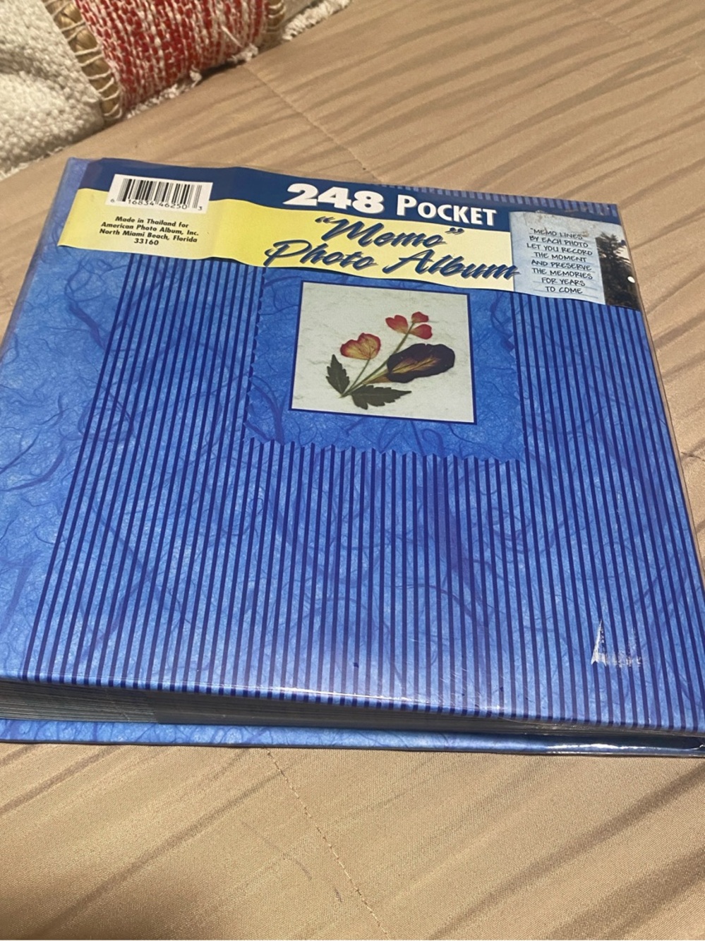 248 Pocket Blue Photo Album memo lines to write on holds 3x5 or 4x6 photo